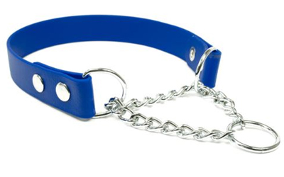 Mystique Biothane Halsband mit Durchzugskette, blau