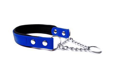 Mystique Biothane Halsband mit Durchzugskette Neopren, beta blau