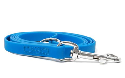 Mystique Biothane Leine Kurzführer (Standard Karabiner, VERNÄHT), beta hellblau