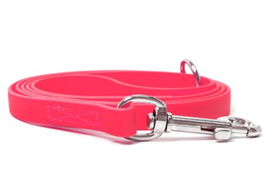 Mystique Biothane Leine Kurzführer (Standard Karabiner, VERNÄHT), beta neonpink