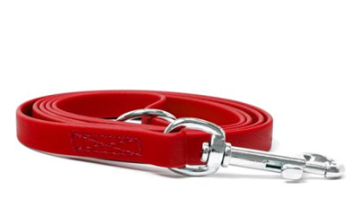 Mystique Biothane Leine Kurzführer (Standard Karabiner, VERNÄHT), beta rot