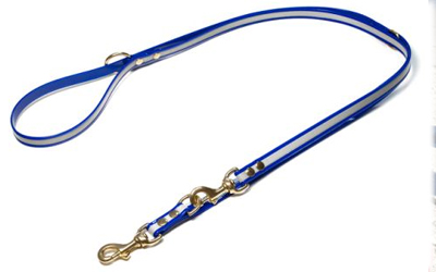 Mystique Biothane REFLEX verstellbare Leine Führleine (MESSING Karabiner), blau gold