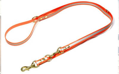 Mystique Biothane REFLEX verstellbare Leine Führleine (MESSING Karabiner), orange gold