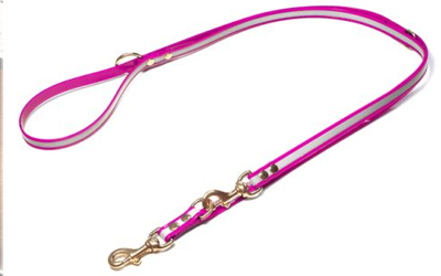 Mystique Biothane REFLEX verstellbare Leine Führleine (MESSING Karabiner), pink gold