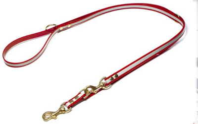 Mystique Biothane REFLEX verstellbare Leine Führleine (MESSING Karabiner), rot gold