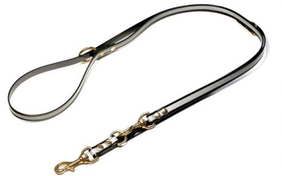 Mystique Biothane REFLEX verstellbare Leine Führleine (MESSING Karabiner), schwarz gold