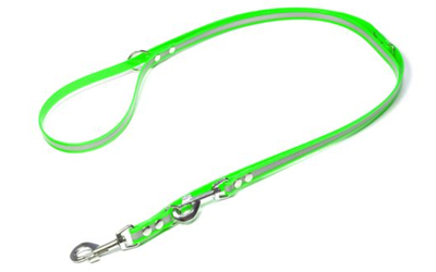 Mystique Biothane REFLEX verstellbare Leine Führleine (Standard Karabiner), grün gold