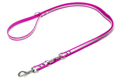 Mystique Biothane REFLEX verstellbare Leine Führleine (Standard Karabiner), pink gold