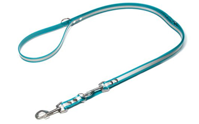 Mystique Biothane REFLEX verstellbare Leine Führleine (Standard Karabiner), türkis gold