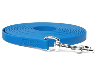 Mystique Biothane Schleppleine (Standard Karabiner, VERNÄHT), beta hellblau