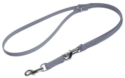 Mystique Biothane verstellbare Leine Führleine (Standard Karabiner, VERNÄHT), grau