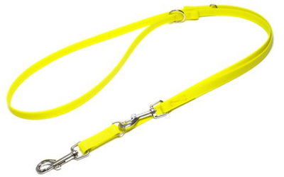 Mystique Biothane verstellbare Leine Führleine (Standard Karabiner, VERNÄHT), neongelb