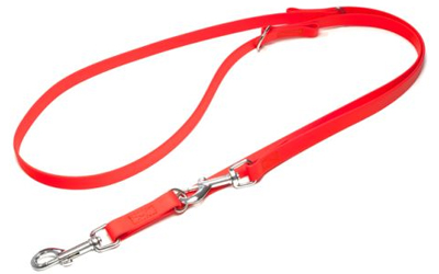 Mystique Biothane verstellbare Leine Führleine (Standard Karabiner, VERNÄHT), neonorange