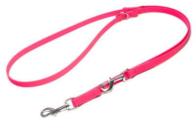 Mystique Biothane verstellbare Leine Führleine (Standard Karabiner, VERNÄHT), neonpink