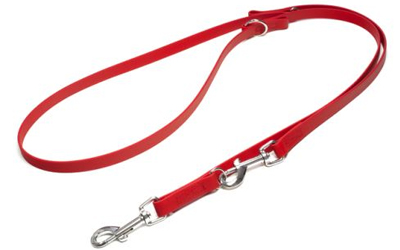 Mystique Biothane verstellbare Leine Führleine (Standard Karabiner, VERNÄHT), rot