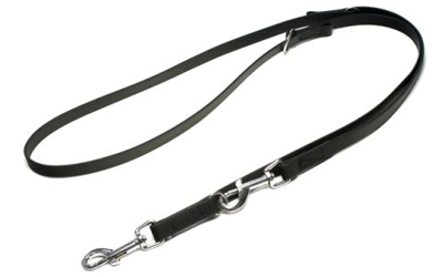 Mystique Biothane verstellbare Leine Führleine (Standard Karabiner, VERNÄHT), schwarz