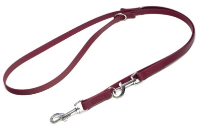 Mystique Biothane verstellbare Leine Führleine (Standard Karabiner, VERNÄHT), weinrot