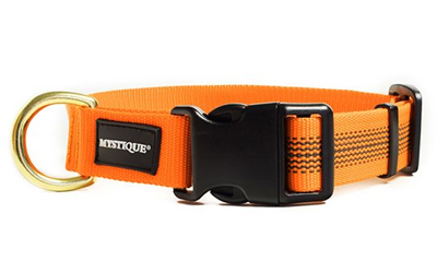 Mystique gummiertes Halsband (MESSING), neonorange