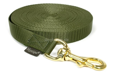 Mystique Trackingleine (20mm) mit Messingkarabiner, khaki