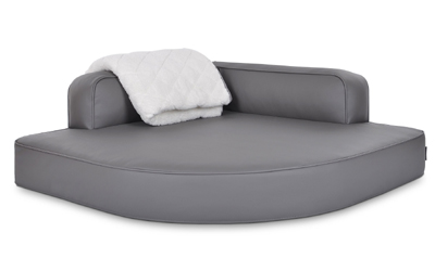 mypado Esquina Kunstleder Hundebett, silber