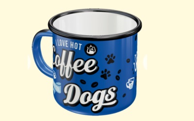 PfotenSchild Emaille-Becher Hot Coffee & Cool Dogs