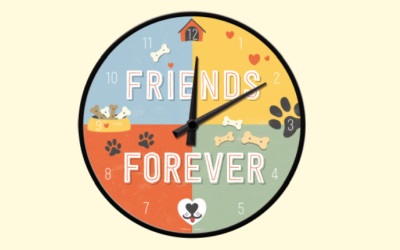 PfotenSchild Wanduhr Friends Forever