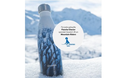 Für jede verkaufte Gletscher-Flasche spendet Qwetch 2 an den Verein Mountain Riders