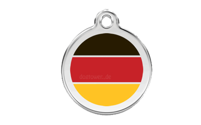 Red Dingo Polierte rostfreie Stahl- Hundemarke German Flag