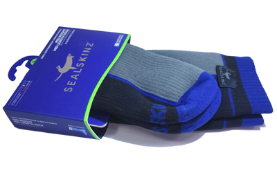 Sealskinz Mid Weight Socke mit Merinowolle, grau/blau/schwarz