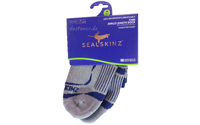 Sealskinz Socke Thin Ankle Length, grau/blau