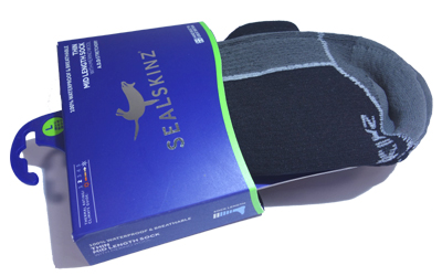 Sealskinz thin Mid Length Socke mit Merinowolle, schwarz/grau