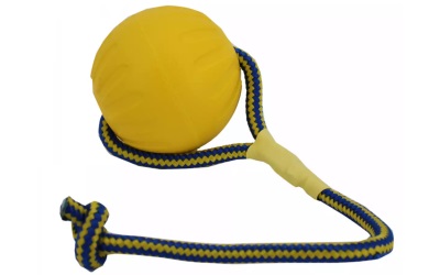 Starmark Swing n Fling Durafoam Fetch Hundeball, gelb mit Kordel