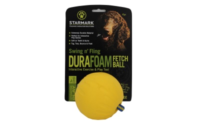 Starmark Swing n Fling Durafoam Fetch Hundeball, gelb mit Kordel