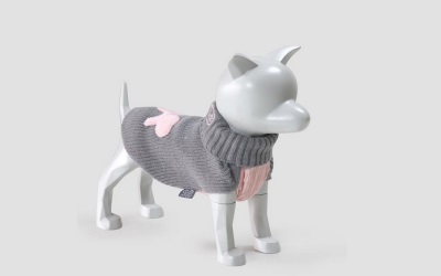 Warmy Turtleneck Sweater Hundepullover, grey pink