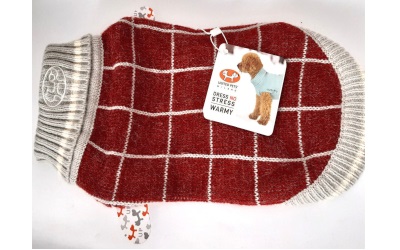 Warmy Turtleneck Sweater Hundepullover, red/grey