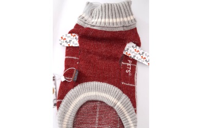 Warmy Turtleneck Sweater Hundepullover, red/grey