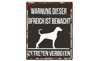 Warnschild, Dalmatiner Warnung dieser Bereich ist bewacht No 2