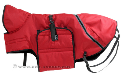 Weltmeisters Dogfood Dogsport Wintermantel mit Kragen und Reflektor, rot