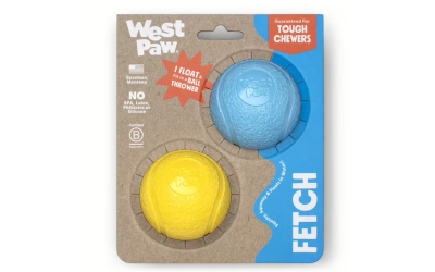 West Paw Zogoflex Boundr Fetch Hundeball, blau/gelb