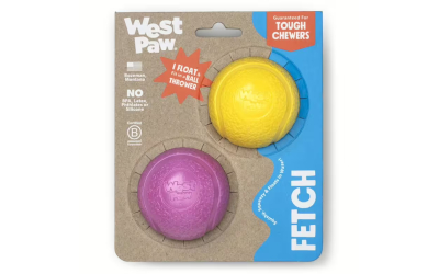 West Paw Zogoflex Boundr Fetch Hundeball, gelb/pink