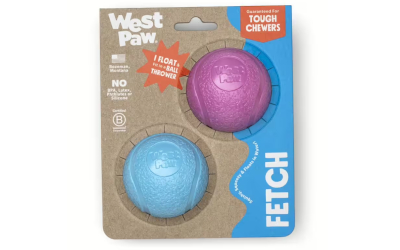 West Paw Zogoflex Boundr Fetch Hundeball, pink/blau