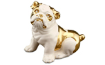 Handbemalte Keramik Bulldogge mit Swarovski Augen und Goldzeichnung