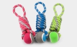 Happy Pet Large Rope Coil Tennis Ball Tugger