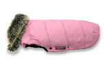 Hundemantel Parka mit Fellkragen, rose