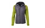 James & Nicholson Damen Strickfleece Hybridjacke, kiwi-melange/anthracite-melange