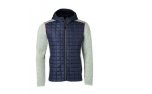 James & Nicholson Herren Strickfleece Hybridjacke, kiwi-melange/anthracite-melange