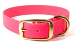 Mystique Halsband Biothane Deluxe (Messing), neon-pink