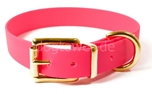 Mystique Hundehalsband Biothane (Messing), neon-pink