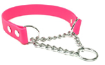 Mystique Biothane Halsband mit Durchzugskette, beta neonpink