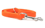 Mystique Biothane Leine Kurzführer (Standard Karabiner, VERNÄHT), beta neonorange